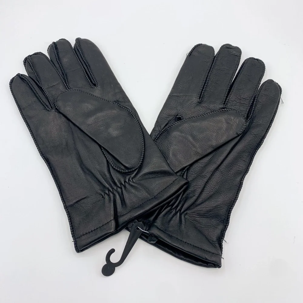 Fownes Black Leather Cashmere Blend Lined Gloves